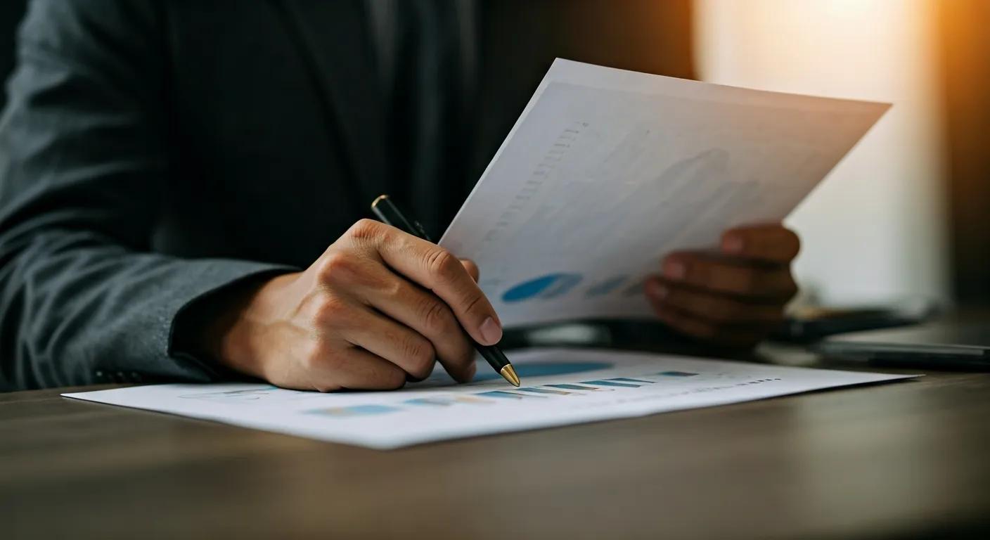 a focused office scene showcases a professional examining financial documents illuminated by sleek, modern lighting, symbolizing the critical intersection of tax strategy and passive income management.