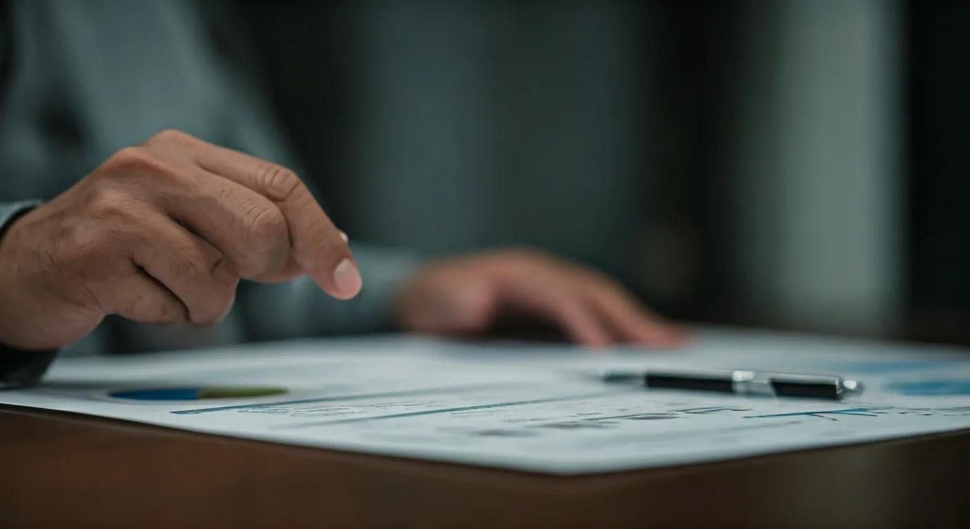 a sleek modern office with a polished conference table filled with real estate investment plans and charts, illuminated by sharp overhead lighting, conveying the critical analysis and strategic discussions essential for navigating the risks of passive income in real estate.