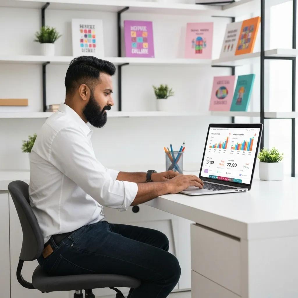 Entrepreneur managing an automated e-commerce business with dropshipping and sales metrics