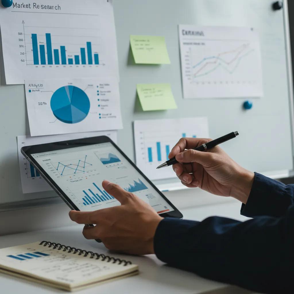 Person analyzing market research data for eCommerce growth in a professional workspace