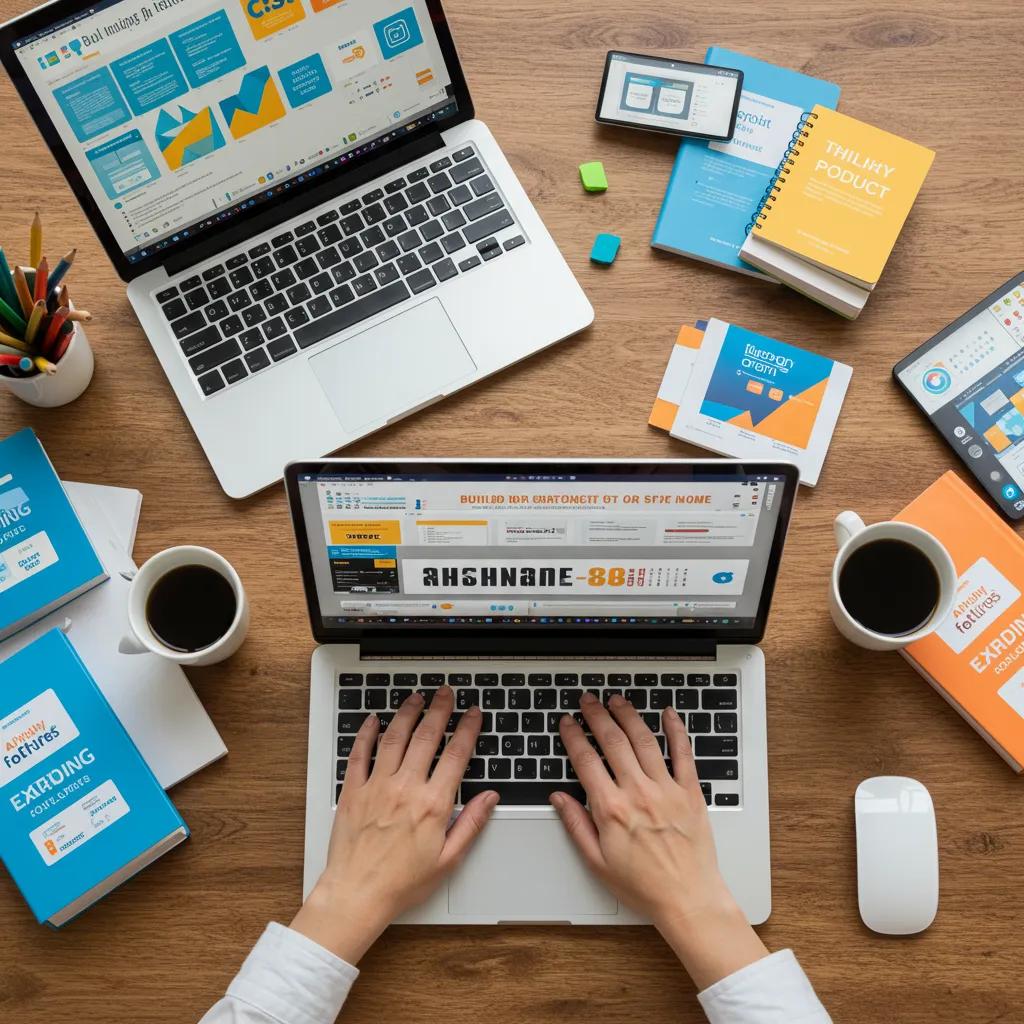 Person creating digital products on a laptop, illustrating business-based passive income ideas